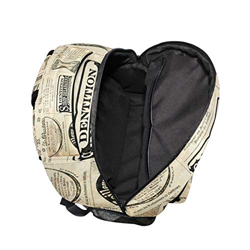 TropicalLife Vintage Newspaper Backpacks School Bookbag Shoulder Backpack Hiking Travel Daypack Casual Bags