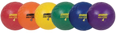 Champion Sports PX10SET Rhino Playground Ball Set, 10" Diameter, Rubber, Assorted, 6 Balls/Set (CSIPX10SET)