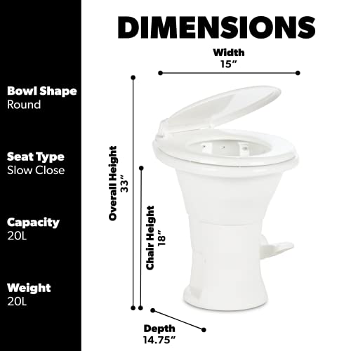 Dometic 310 Standard Toilet Oblong Shape, Lightweight and Efficient with PressureEnhanced
