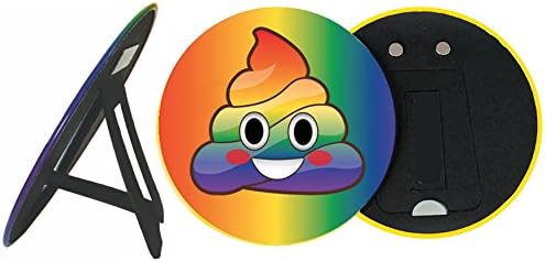 Fridge Poop Emoji Magnet, Large 6” Rainbow Face, with Easel Back for Table Top Party Décor, or Place on Refrigerator, School White Board, Kids Bedroom Art, Office Gift for Women & Men, Made in USA