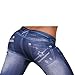 ECOSCO Women Denim Print Fake star Jeans Ankle Length Footless Pantyhose Legging Tregging Tight Skinny Slim One Size BLUE