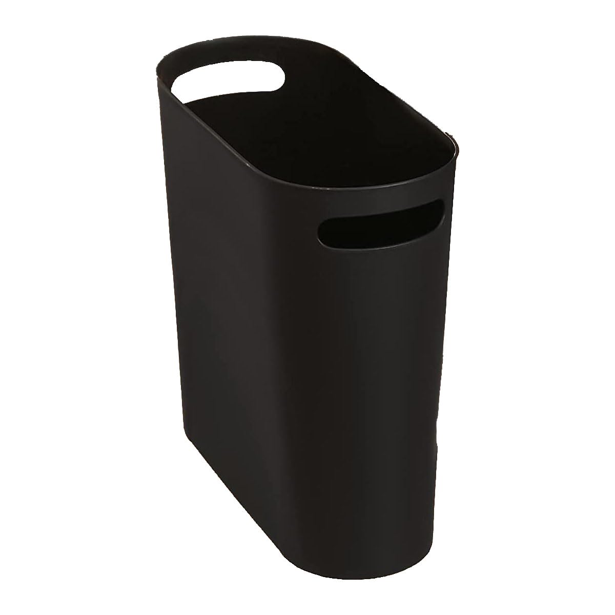 AYSUM 2Pack 12L Slim Waste Basket Plastic Trash Can Small Plastic Bin Slim Garbage Container Bin with Handle for Home Kitchen Bathroom Bedroom Office, Black (2x Black)