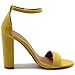 Ollio Womens Shoe Faux Suede Simple Ankle Strap Chunky High Heel Sandals MG33 (7.5 B(M) US, Yellow)
