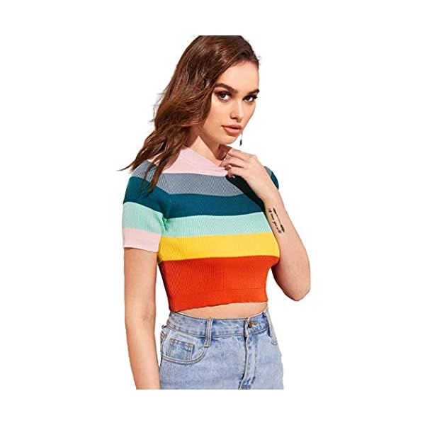 Multicolour Stripped Crop T-Shirt for 