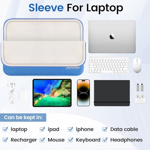 Aucase 13 13.3 14 Inch Laptop Leather Sleeve Water Resistant Puffy Protective Bag for MacBook Pro 14, MacBook Air 13 inch, HP/LENOVO/ACER/ASUS/DELL Chromebook Matebook