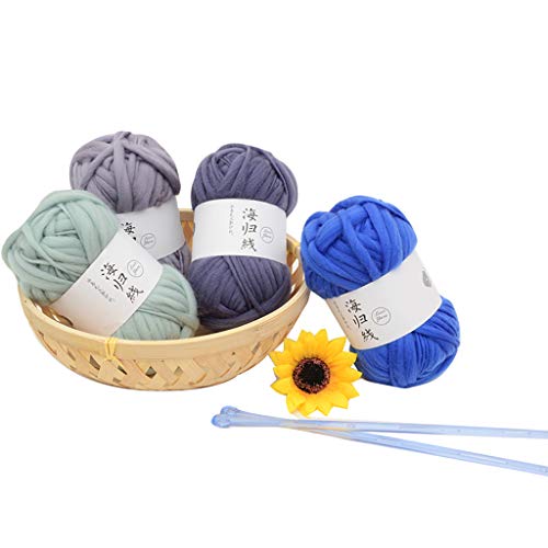 EA-STONE Coarse Wool Blanket, 50g/1ball DIY Soft Scarfs Sweaters Hand-woven Crochet Knitting Natural Threads (25#) - Thumbnail 4