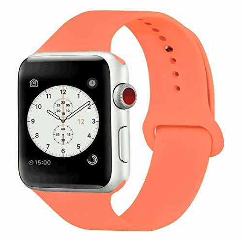 iDon Smart Watch Sport Band, Soft Silicone Replacement Sports Band for Apple Watch Band 42mm 2017 Series 3 Series 2 Series 1 (M/L,Apricot)