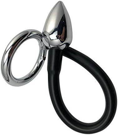 Bondage Masters Butt Plug with Cock Ring Fully Flexible Connecting Tube, Silver,black - Image 3