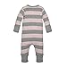 Burt's Bees Baby - Unisex Baby Romper and Hat Set, One Piece Jumpsuit and Beanie Set, 100% Organic Cotton, Blossom/Heather Grey Rugby Stripe, 6-9 Months