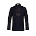 Tang Suit Men Traditional Chinese Clothing Suits Hanfu Cotton Long Sleeved Shirt Coat Mens Tops and Pants (Navy Blue, M)