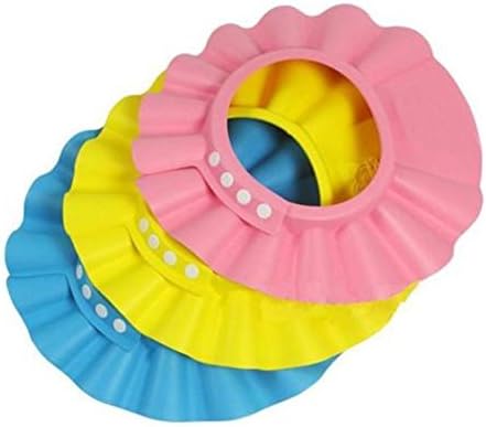 Angogo 3PCS Soft Adjustable Baby Kids Children Shampoo Bath Bathing Shower Cap Hat Wash Hair Shield Hat (3color)
