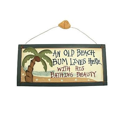 An Old Beach Bum Lives Here Rustic Wooden Sign 41quL6iztbL