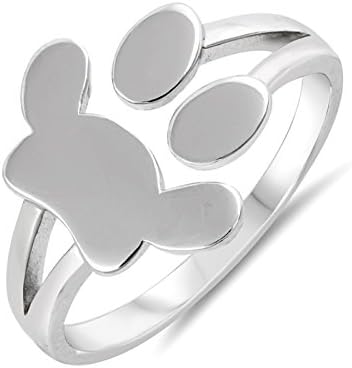 Unique Dog Paw Print Adjustable Open Ring 925 Sterling Silver Everyday Jewelry Size 10