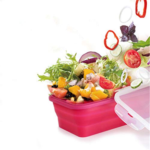 Silicone Lunch Box Set of 3 Collapsible Food Storage Containers with BPA Free Airtight Plastic Lids，Kitchen Microwave Freezer and Dishwasher Safe Kids，for kitchen refrigerator Camping Hiking School