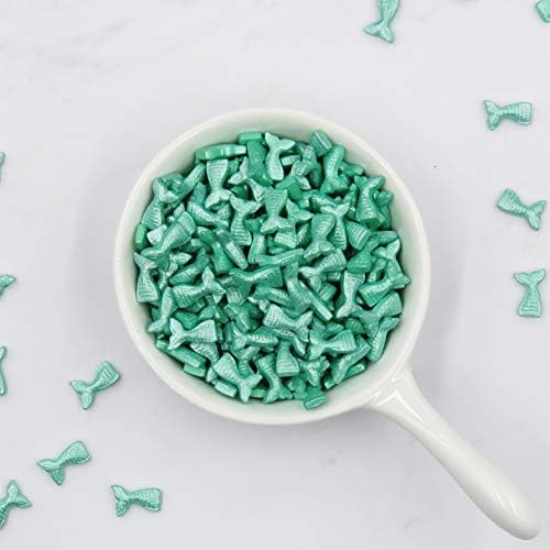 POSHPIN Teal Mermaid Tails Sprinkles, Teal Sprinkles, Mermaid Party Sprinkles, Mermaid Cake Decoration (1 lb bag, 5 packs)