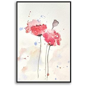 Framed Canvas Home Artwork Decoration Watercolor Painting Canvas Wall Art for Living Room, Bedroom - 16x24 inches