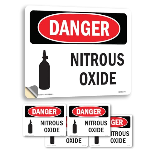 Nitrous Oxide OSHA Danger Vinyl Decal Label 5 Inch x 3.5 Inch - 5 Pack
