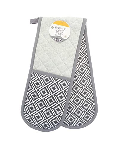 Deluxe Double Oven Gloves - 10+ Designs - Gift Idea For the Chef in Your Life - 100% Cotton Outer Material - All Seasons (Global Geo)