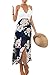 YOINS Women Casual Wrap Front Floral Print Maxi Dress with Lace Details