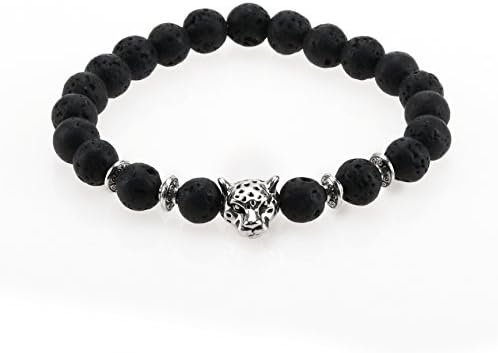 Aromatherapy Jewelry / Essential Oils Diffuser Bracelets for Women Men Kids Boys Girls Couples / Fragrance Lava Stone Rock Diffuser Bracelet (leopards-silvery)