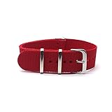 BINZI Nylon Canvas Buckle Watch Band 16mm Red Strap,Replacement Fabric Band