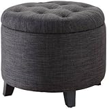 Convenience Concepts Designs4Comfort Round Ottoman Gray Fabric