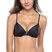 WingsLove Women's Everyday Basic Seamless Lightly Padded Underwire Plunge Demi T-Shirt Bra, Black, 38B