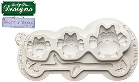 Owls Silicone Mold for Cake Decorating, Crafts, Cupcakes, Sugarcraft, Candies, Card Making and Clay, Food Safe Approved, Made in The UK, Sugar Buttons by Kathryn Sturrock