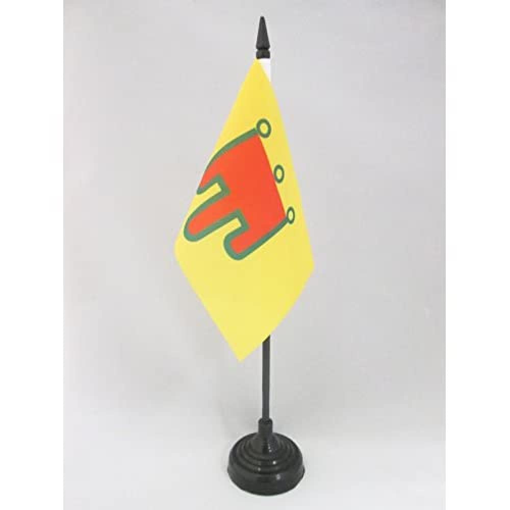 AZ FLAG - Auvergne Table Flag 4'' x 6'' - French region of Auvergne Office Mini Banner 100% Polyester 15 x 10 cm - Mini Desk Flag with 10'' Pole and Black Plastic Base — image 1
