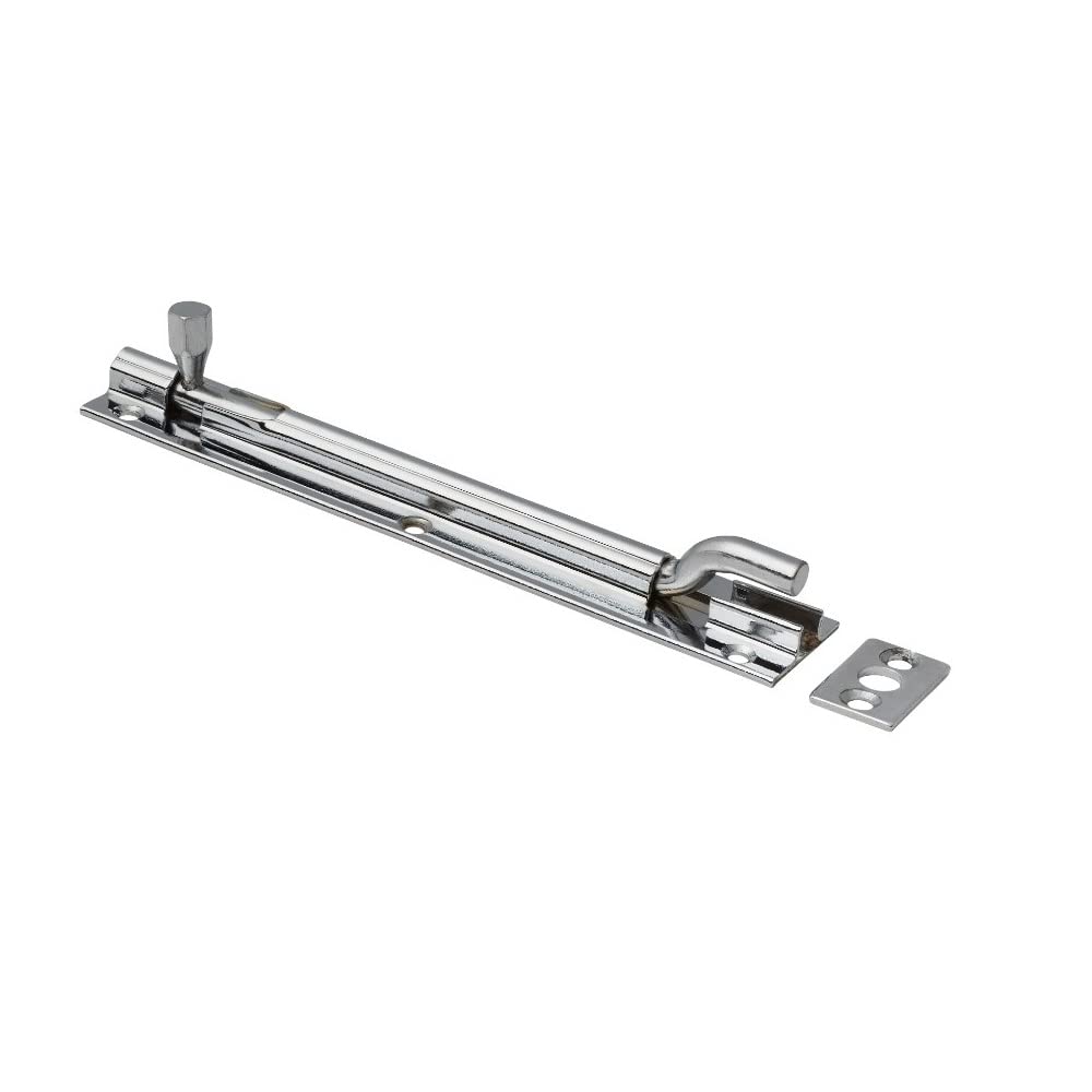 Merriway BH07727 Heavy Duty Swan Necked Door Barrel Bolt With Backplate, Bright Polished Stainless Steel 150mm
