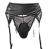 Sissy pouch panties men's girly lace bikini briefs lingerie underwear sexy for men GYLS (XL, Black)