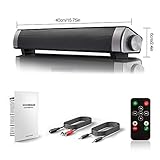 [New 2019 Upgraded] Sound Bar Wired and Wireless Bluetooth Home Theater TV Stereo Speaker with Remote Control,TF Card-Surround SoundBar TV/Cellphone/Tablet,2x5W Compact Sound Bar 2.0 Channel