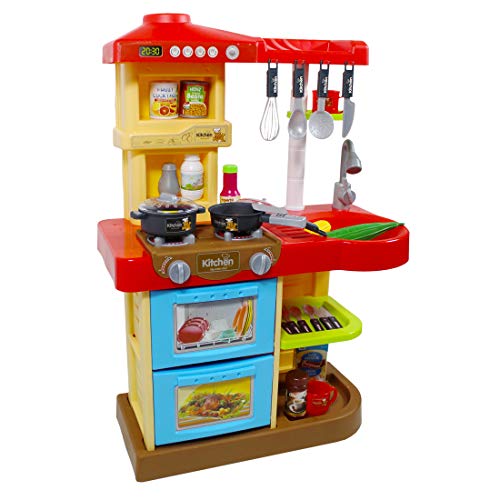 deAO Kinder-Küchenspielset “My Little Chef”(“Mein kleiner Koch”) mit 30-teiligem Zubehör in den Farben Rot oder Pink… – Bild 7