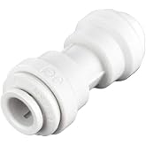 John Guest Speedfit 1/4 Inch OD Union Straight Connector, Push to Connect Plastic Plumbing Fitting, PP0408WP