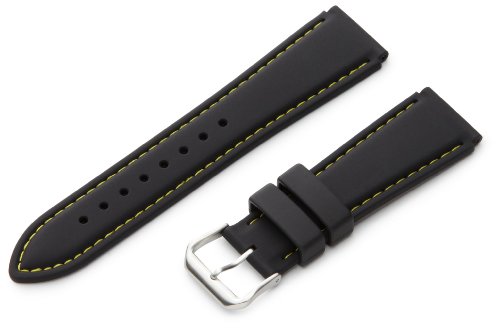 Hadley-Roma Men's MS3345RV 220 22mm Genuine Silicone Diver Sport Watch Strap, Yellow