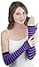 ToBeInStyle Women's Striped 100% Nylon Arm Length Warmers - Black With Purple Stripes One Size