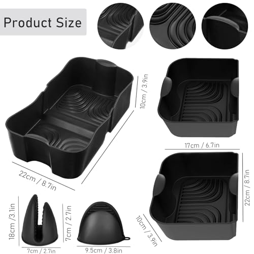 Silicone Air Fryer Molds for Ninja Foodi FlexDrawer AF500EU 10.4L COSORI Dual Blaze TwinFry 10L, Rectangular Air Fryer Accessories for Ninja AF500EUCP 10.4L