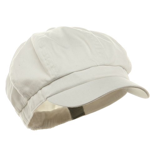 e4Hats.com Cotton Elastic Newsboy Cap-White 2XL-3XL