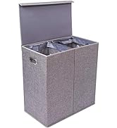 BIRDROCK HOME Premium Double Laundry Hamper with Lid and Removable Liners - Linen Hampers - Grey ...