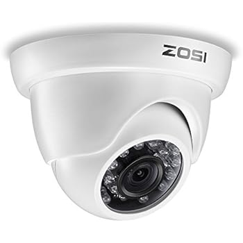 ZOSI 720P 4-in-1 TVI/CVI/AHD/CVBS Security Surveillance CCTV HD Camera Outdoor Weatherproof Day Night Vision 65ft IR Distance White (For HD-TVI, AHD, CVI, and CVBS/960H analog DVR System)