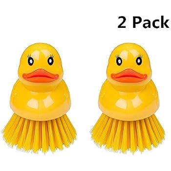 Vigar Flower & Ladybug Palm Dish Scrub Brush With Leaf Holder - Cute Kitchen Cleaning Tool