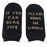 Bepo Unisex Cotton Soft IF You Can Read This Please Bring Me Some Ankle Crew Socks Knitting Word (Black Gold)