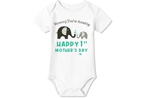 BesserBay Baby Happy 1st Mother's Day Bodysuit Infant Mother's Day Onesie 0-12 Moths