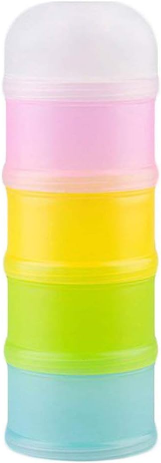 Formula Dispenser, Twist-Lock Stackable On-The-Go BPA Free Milk Powder Dispenser & Snack Storage Container - 4 Feeds, no Powder Leakage (4 Layers)