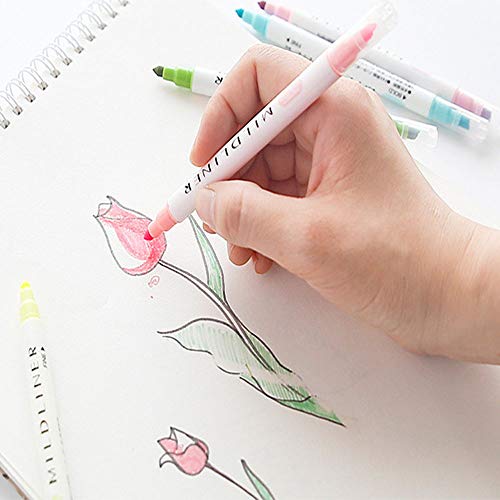 Boomnow 12 Pcs/Set Double Headed Fluorescent Pen Cute Art Highlighter Drawing Mark Pen - Thumbnail 3