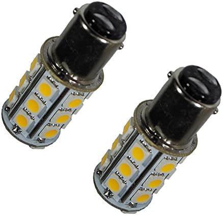 GLMING Ba15d 1076 1142 1004 Car LED Bulb Internal Light Tail Lights Turn Signal Light 24-5050SMD DC12V Warm White Pack of 2