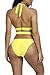 Viottiset Women's Cute Bandage Criss Cross One Piece Cut Out Push Up Backless Halter Monokini Swimsuit Bathing Suit Swimwear Yellow M