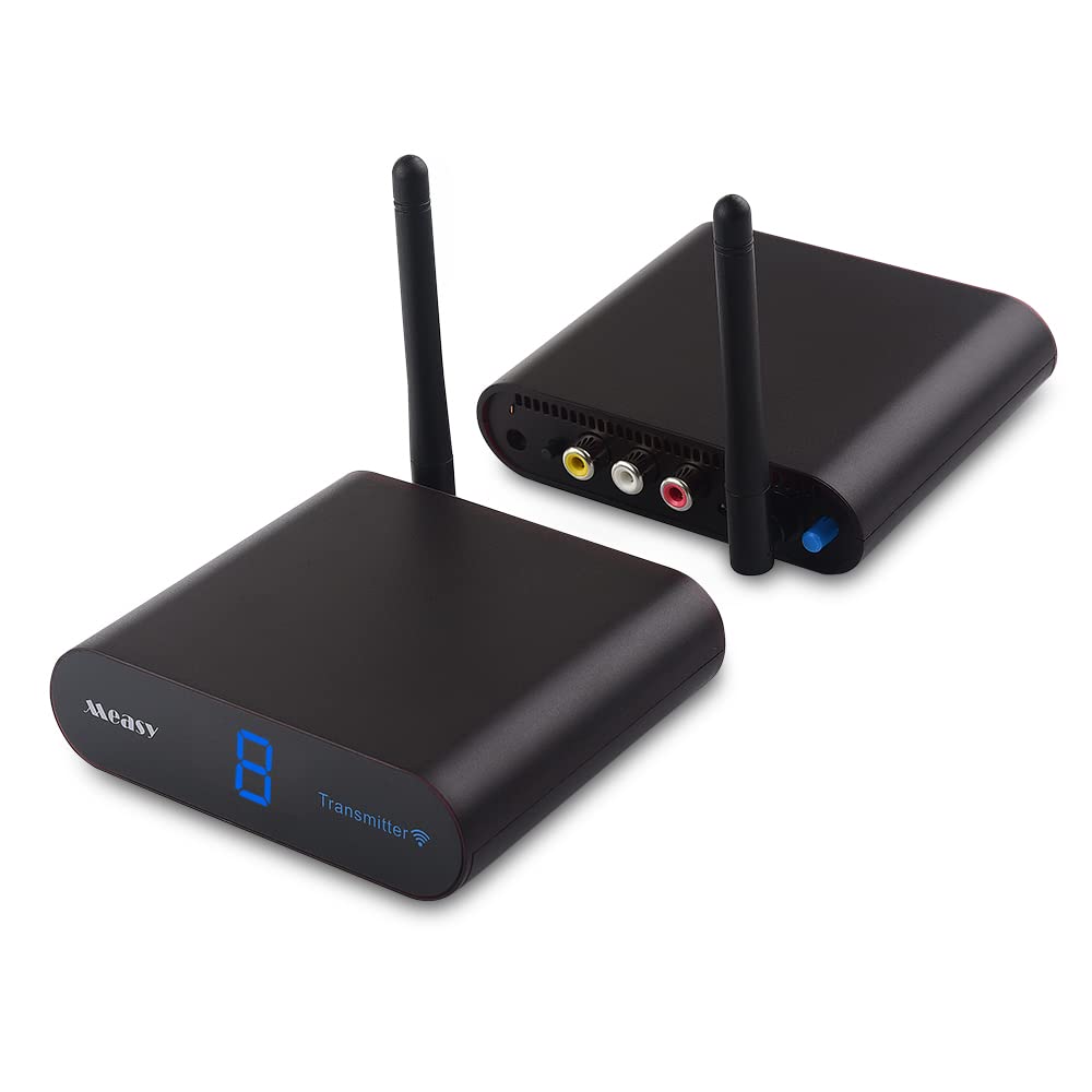 measy AV24 2.4GHz 8 Channel Video & Audio Transmitter & Receiver with IR Remote Extender for Streaming Cable, Satellite, DVD to TV Wirelessly for RCA Cable - Not Compatible with HDMI (AV24)