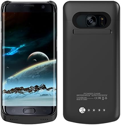 S7 Edge Battery Case,ICONIC Extended Battery Charging Case Slim Protective Charger Cover Power Bank Juice Pack for Samsung Galaxy S7 Edge with 5200mAh/80% + battery(Black)