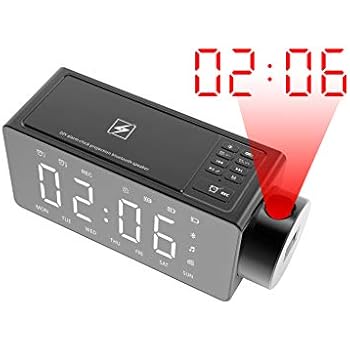 projection wireless bluetooth alarm charging clock speaker snooze ringtone fm call diy input aux tf radio card